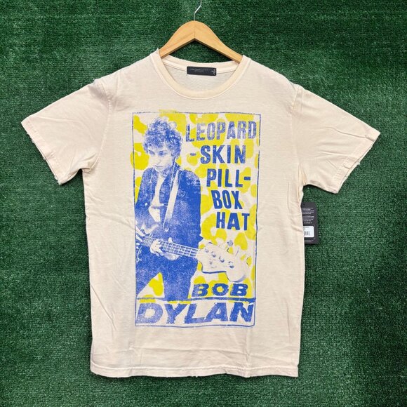 Bob Dylan Leopard-Skin Pill-Box Hat Rock T-Shirt Size Medium - Picture 1 of 4